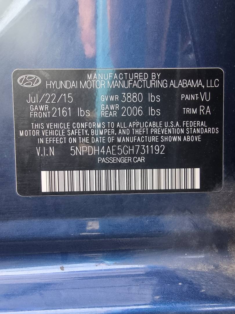 2016 HYUNDAI ELANTRA — 185234 Miles — Lot 215478 — Souq - Marhaba Auctions Used Cars - Image 9