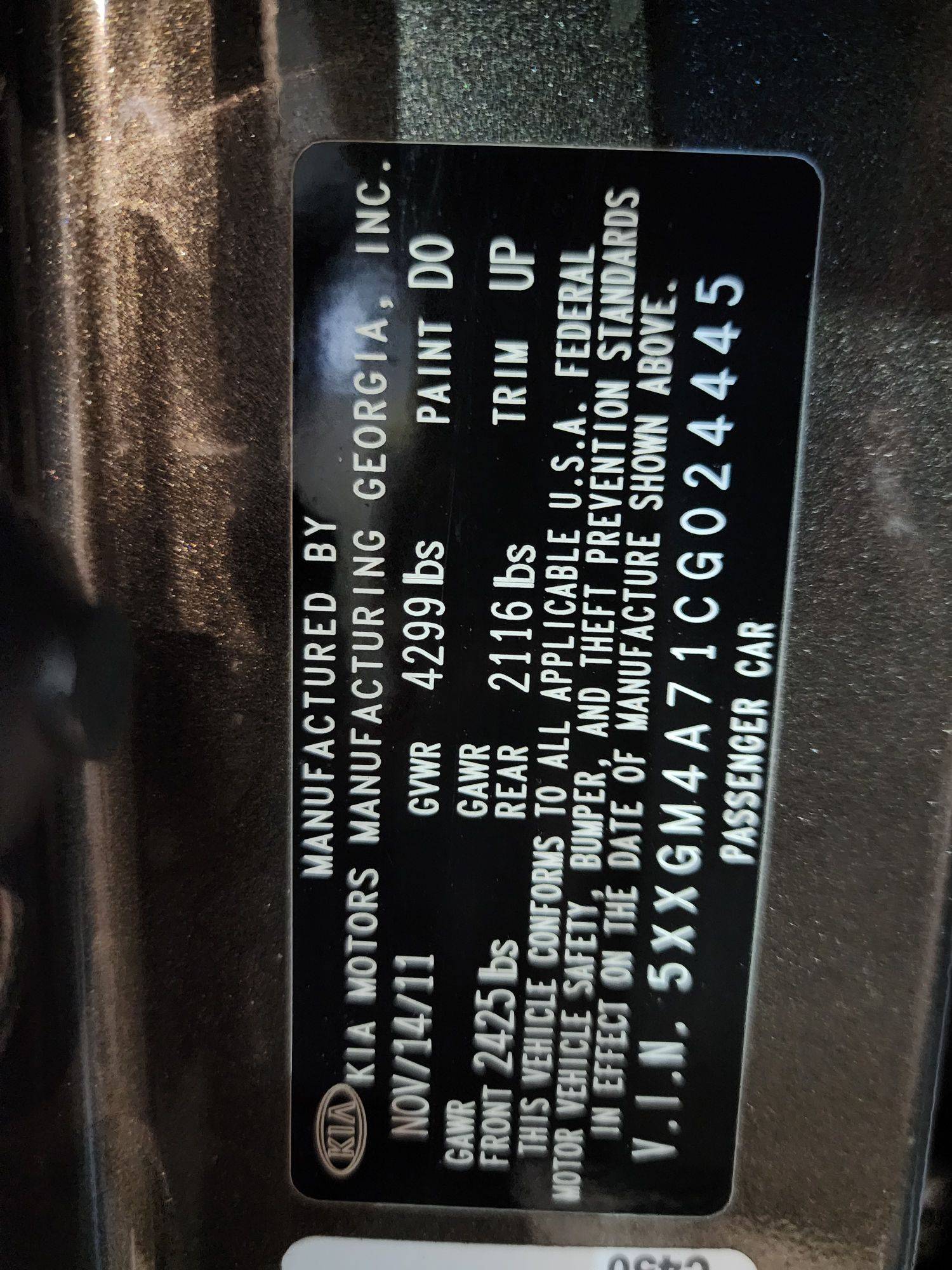 2012 KIA OPTIMA — 156047 Miles — Lot 24445 — Al Quoz - Marhaba Auctions Used Cars - Image 10