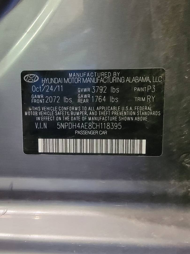 2012 HYUNDAI ELANTRA — 128495 Miles — Lot 118395 — Main - Marhaba Auctions Used Cars - Image 11