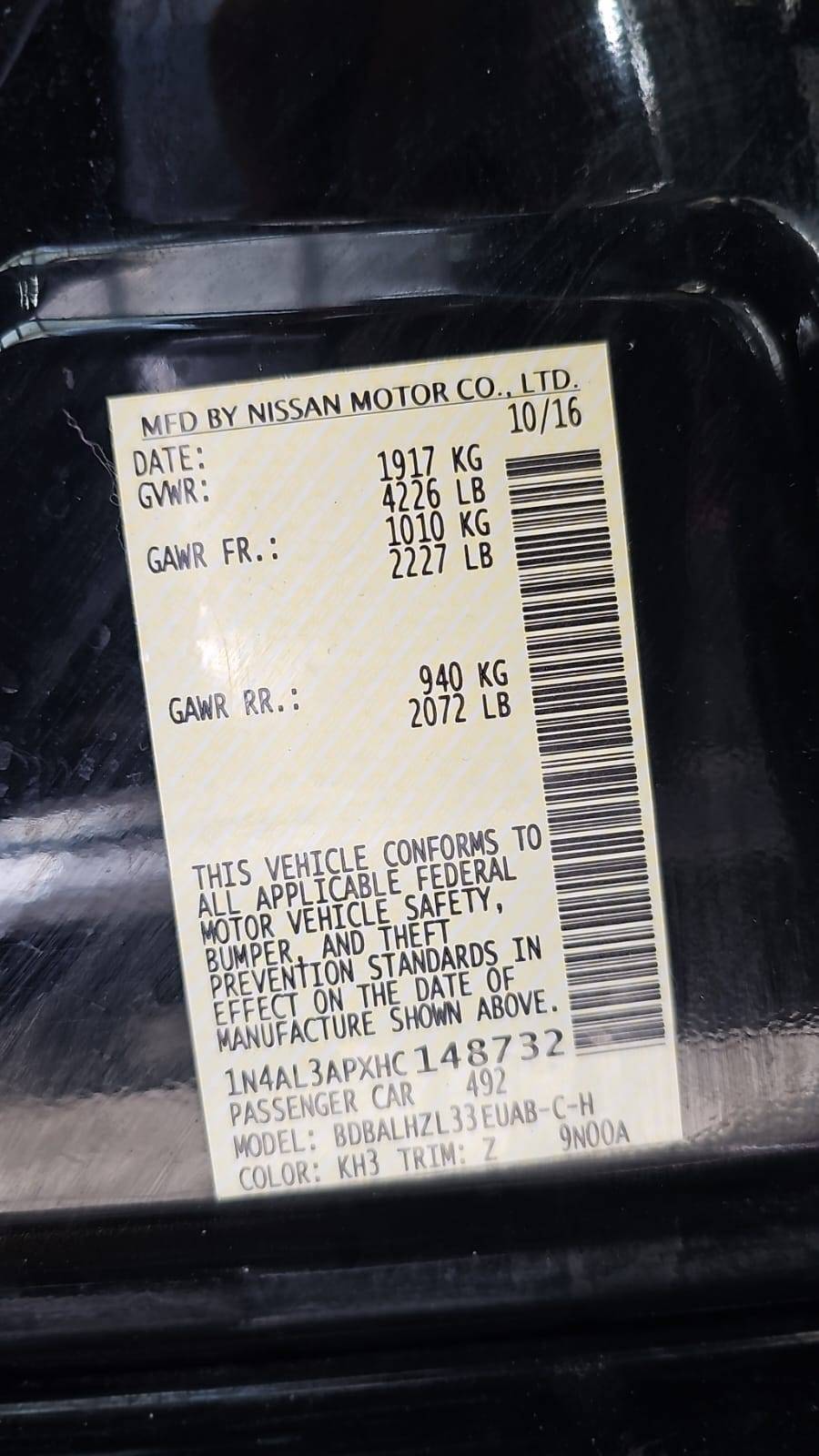 2017 NISSAN ALTIMA — 141799 Miles — Lot HC148732 — Souq - Marhaba Auctions Used Cars - Image 5