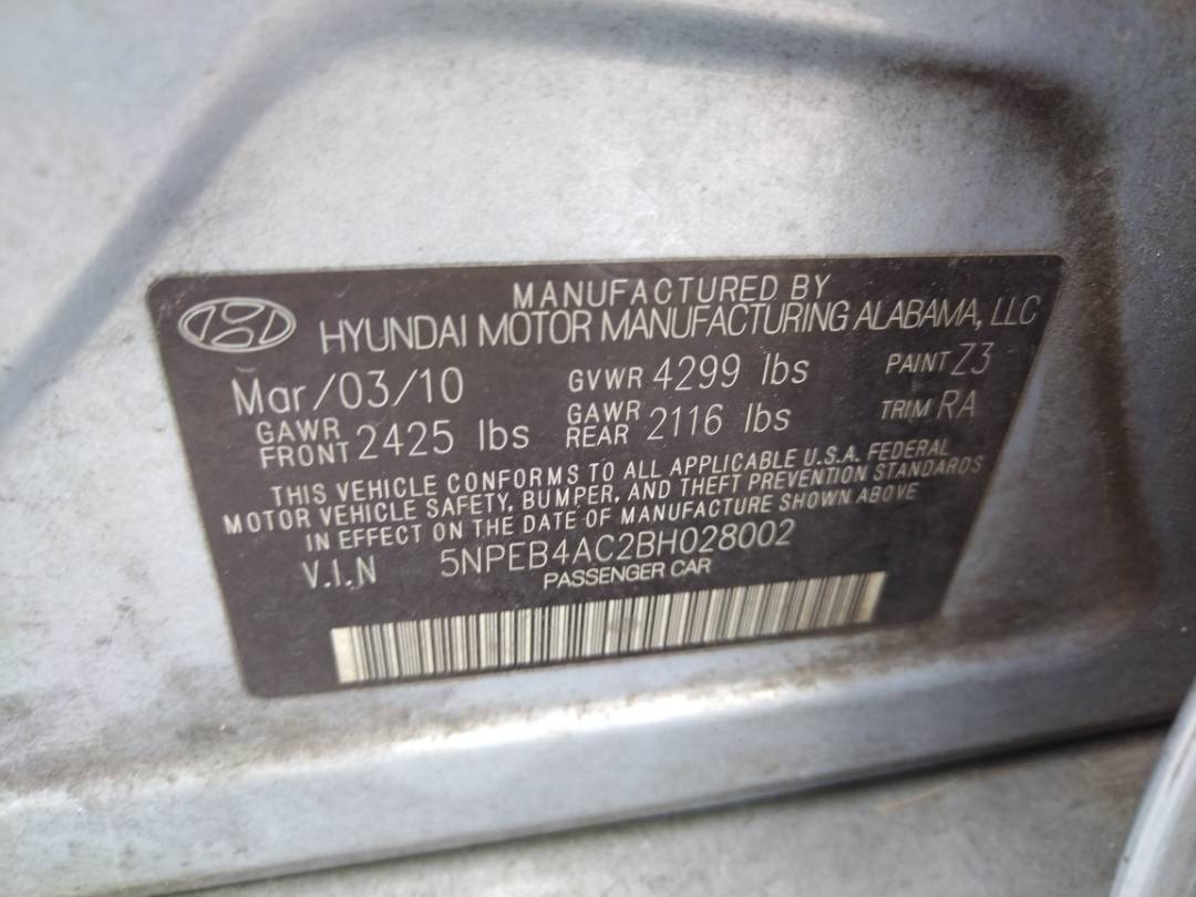 2011 HYUNDAI SONATA — 160078 Miles — Lot 37657607 - Marhaba Auctions Used Cars - Image 9