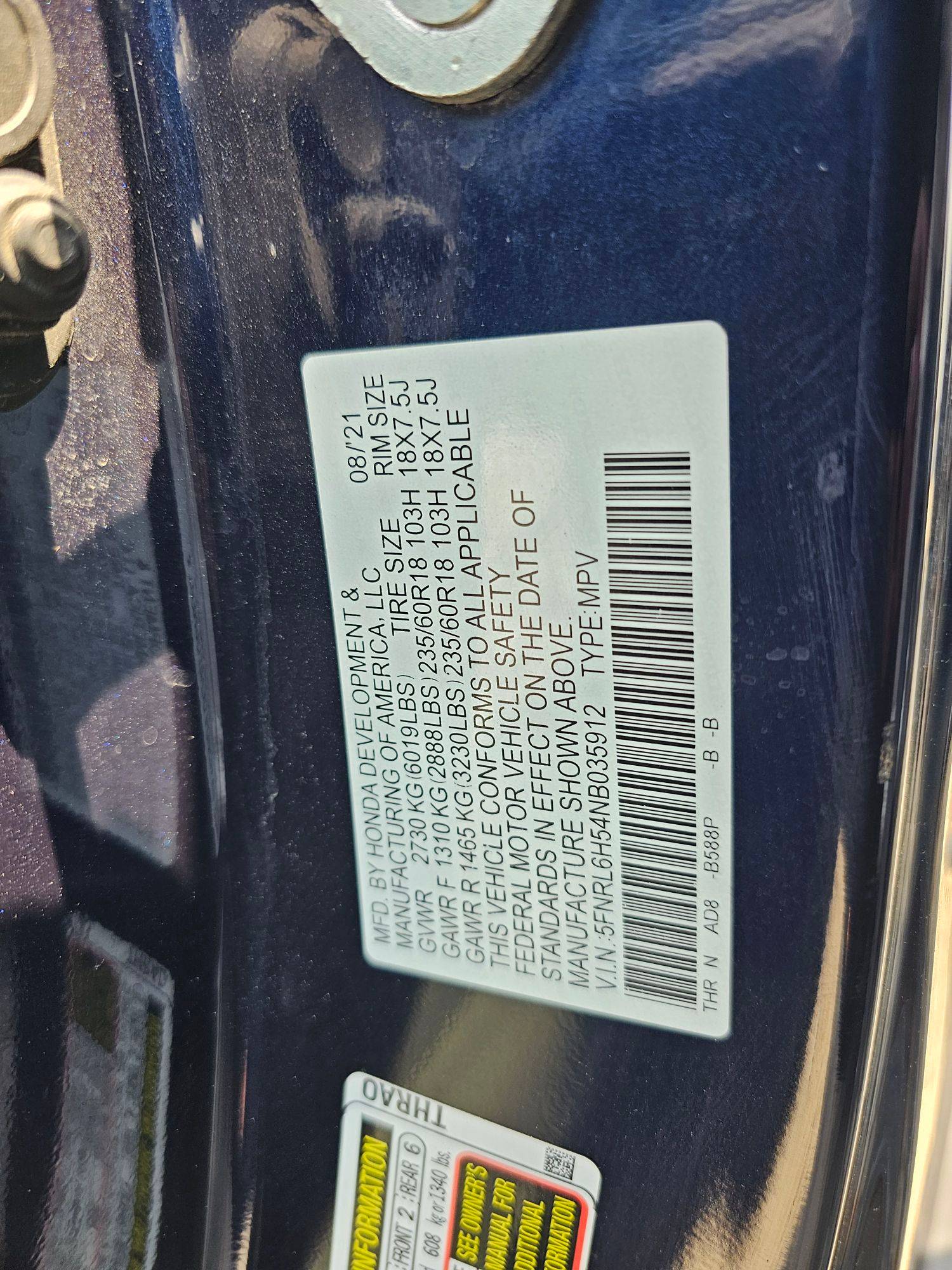 2022 HONDA ODYSSEY — 69745 KM — Lot 4NB035912 — Souq - Marhaba Auctions Used Cars - Image 9