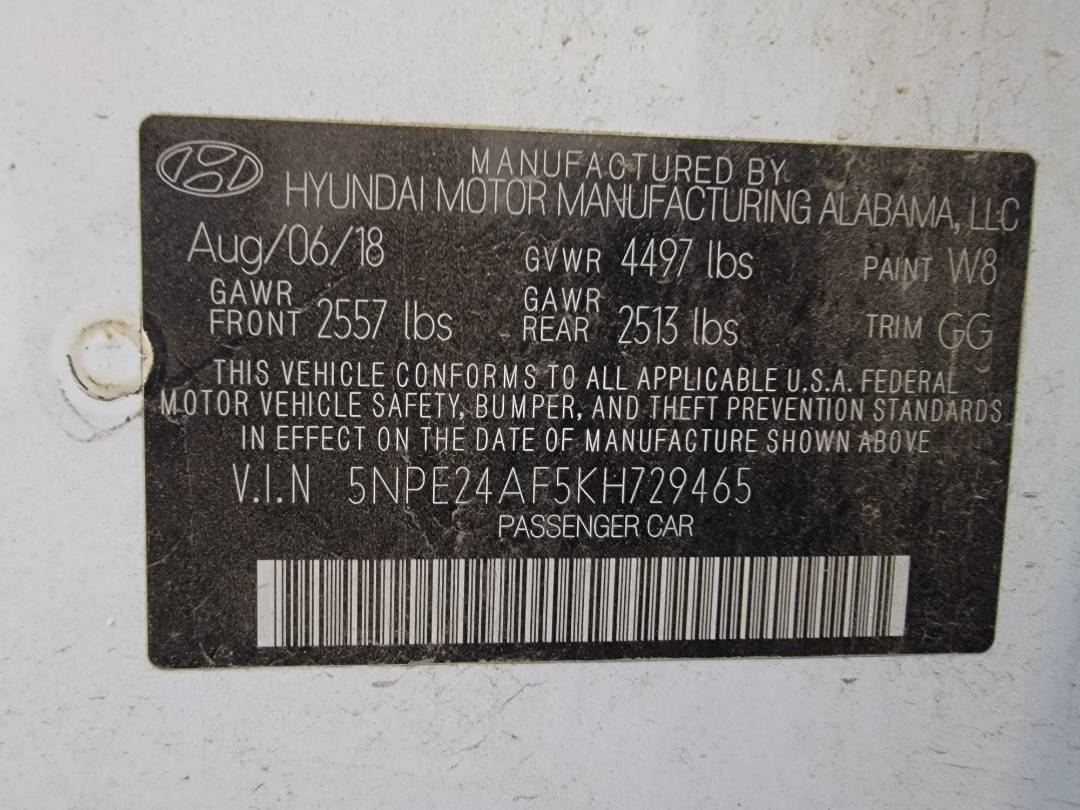 2019 HYUNDAI SONATA — 112492 Miles — Lot 29465 — Main - Marhaba Auctions Used Cars - Image 9