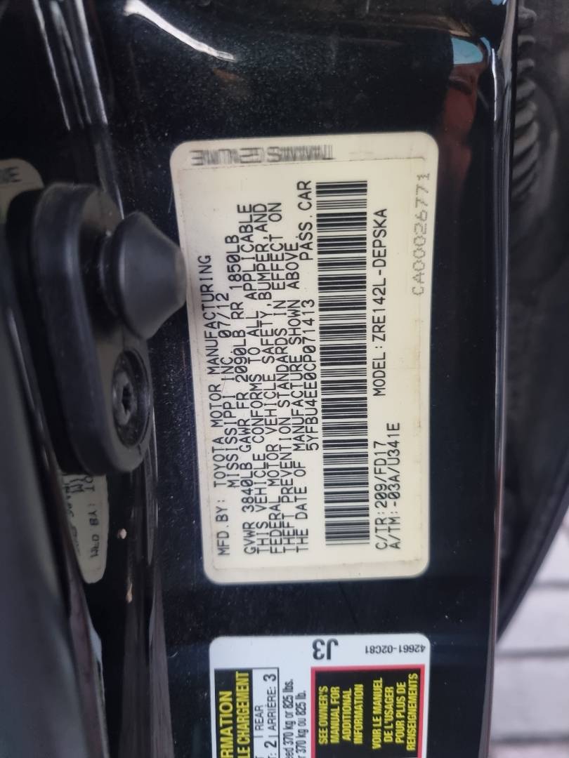 2012 TOYOTA COROLLA — 160781 Miles — Lot CP071413 — Ind. 12 - Marhaba Auctions Used Cars - Image 19