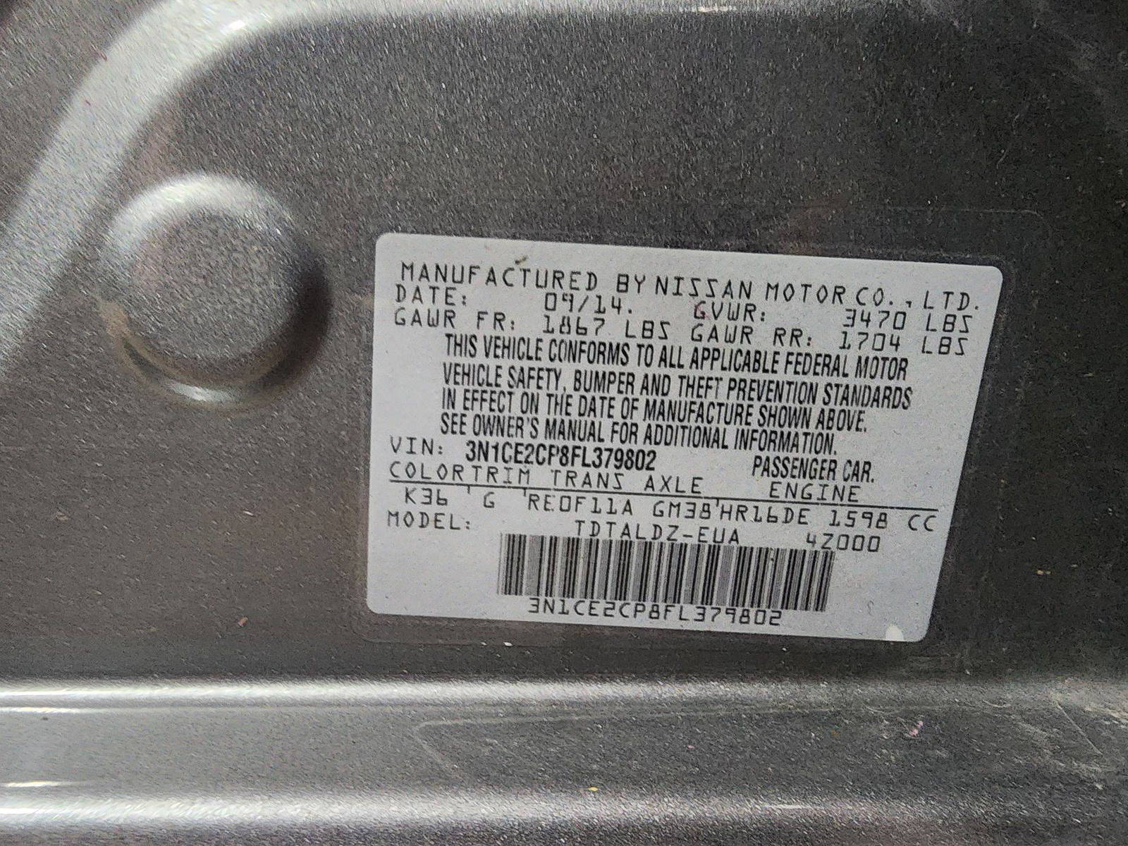 2015 NISSAN VERSA NOTE — 112613 Miles — Lot 214587 — Main - Marhaba Auctions Used Cars - Image 10