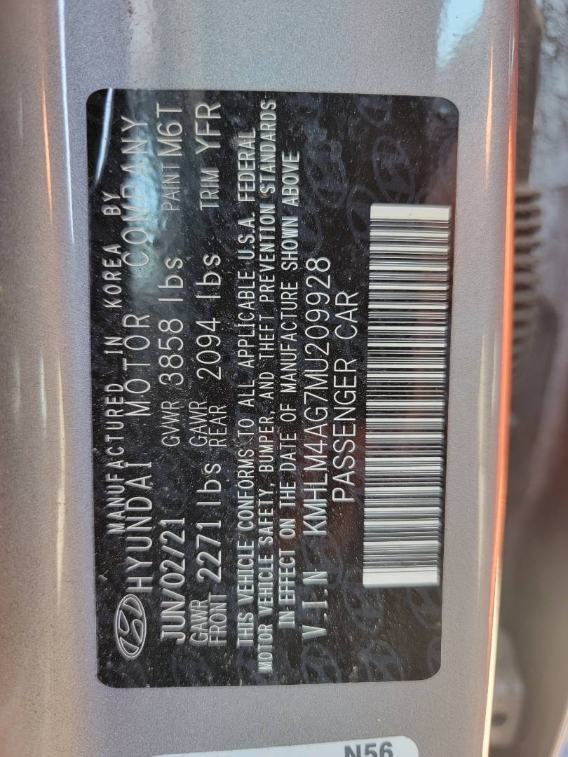 2021 HYUNDAI ELANTRA — 104887 Miles — Lot MU209928 — Main - Marhaba Auctions Used Cars - Image 10