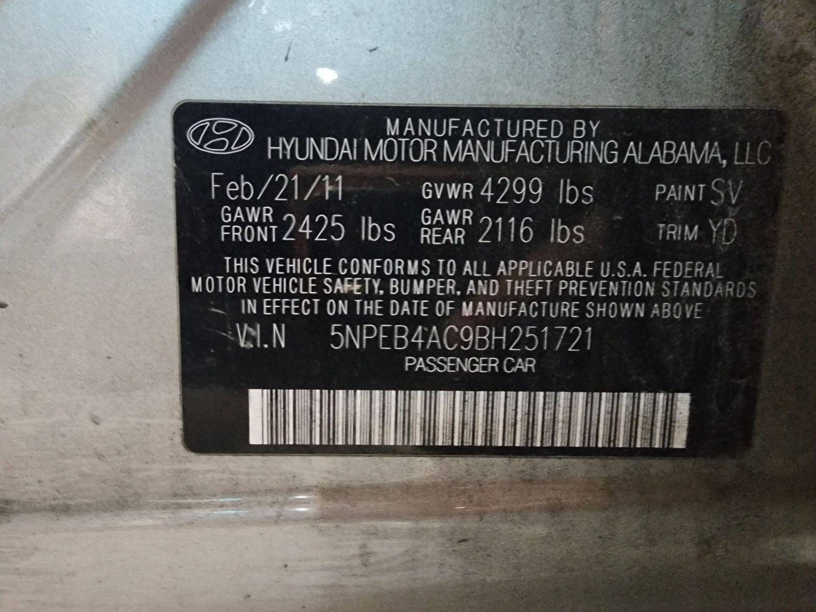 2011 HYUNDAI SONATA — 203165 Miles — Lot 40138504 — Souq - Marhaba Auctions Used Cars - Image 10