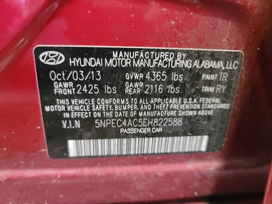 2014 HYUNDAI SONATA — 219140 Miles — Lot H822588 - Marhaba Auctions Used Cars - Image 9