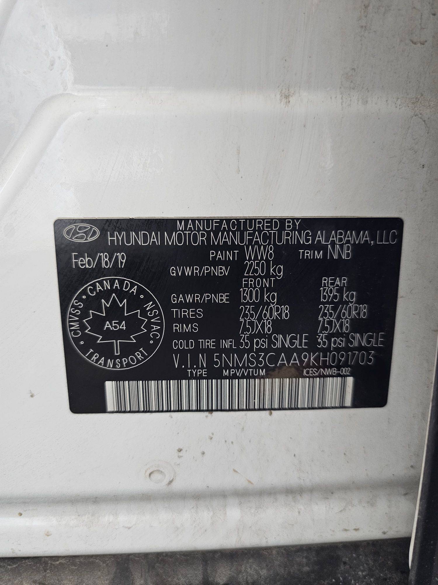 2019 HYUNDAI SANTA FE — 144788 KM — Lot 12316886 — Souq - Marhaba Auctions Used Cars - Image 9