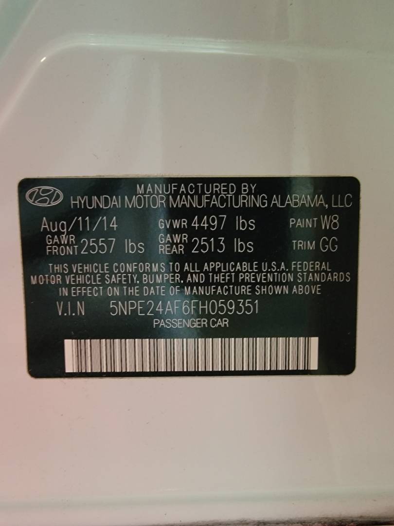 2015 HYUNDAI SONATA — 172269 Miles — Lot F6FH059351 — Main - Marhaba Auctions Used Cars - Image 10