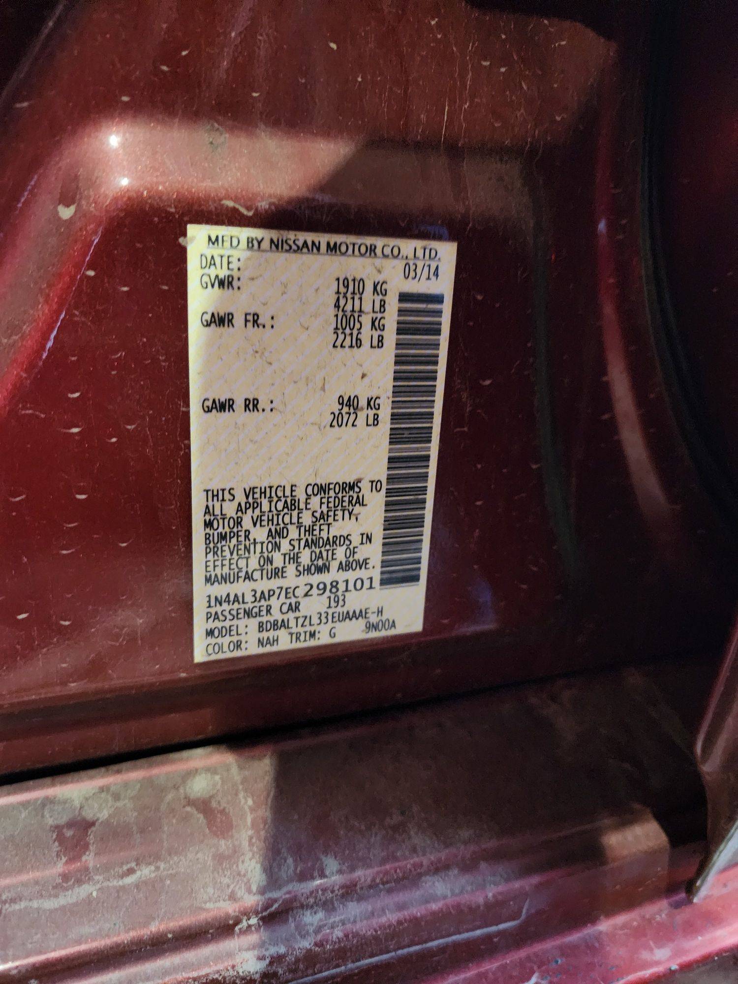 2014 NISSAN ALTIMA — 173155 Miles — Lot 72008403 - Marhaba Auctions Used Cars - Image 11