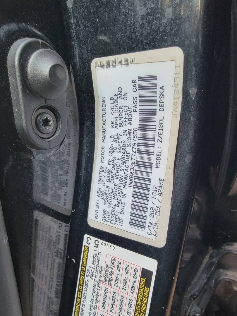 2007 TOYOTA COROLLA — 215020 Miles — Lot Z797550 — Main - Marhaba Auctions Used Cars - Image 9