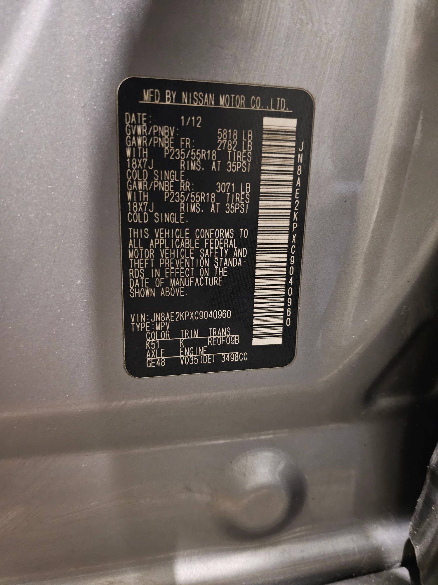2012 NISSAN QUEST — 200545 Miles — Lot 82367735 — Main - Marhaba Auctions Used Cars - Image 9