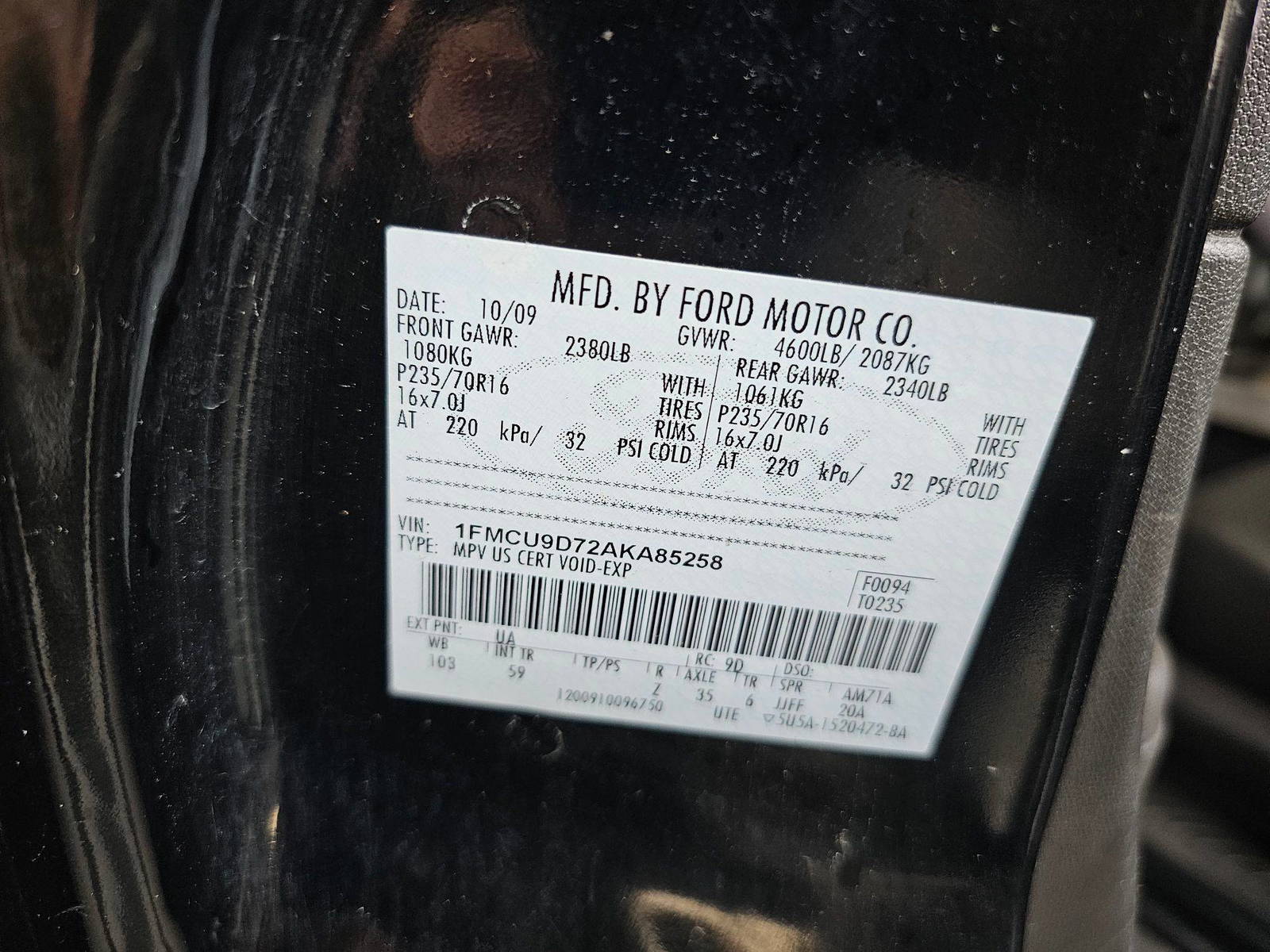 2010 FORD ESCAPE — 157964 KM — Lot 85258 — Main - Marhaba Auctions Used Cars - Image 10