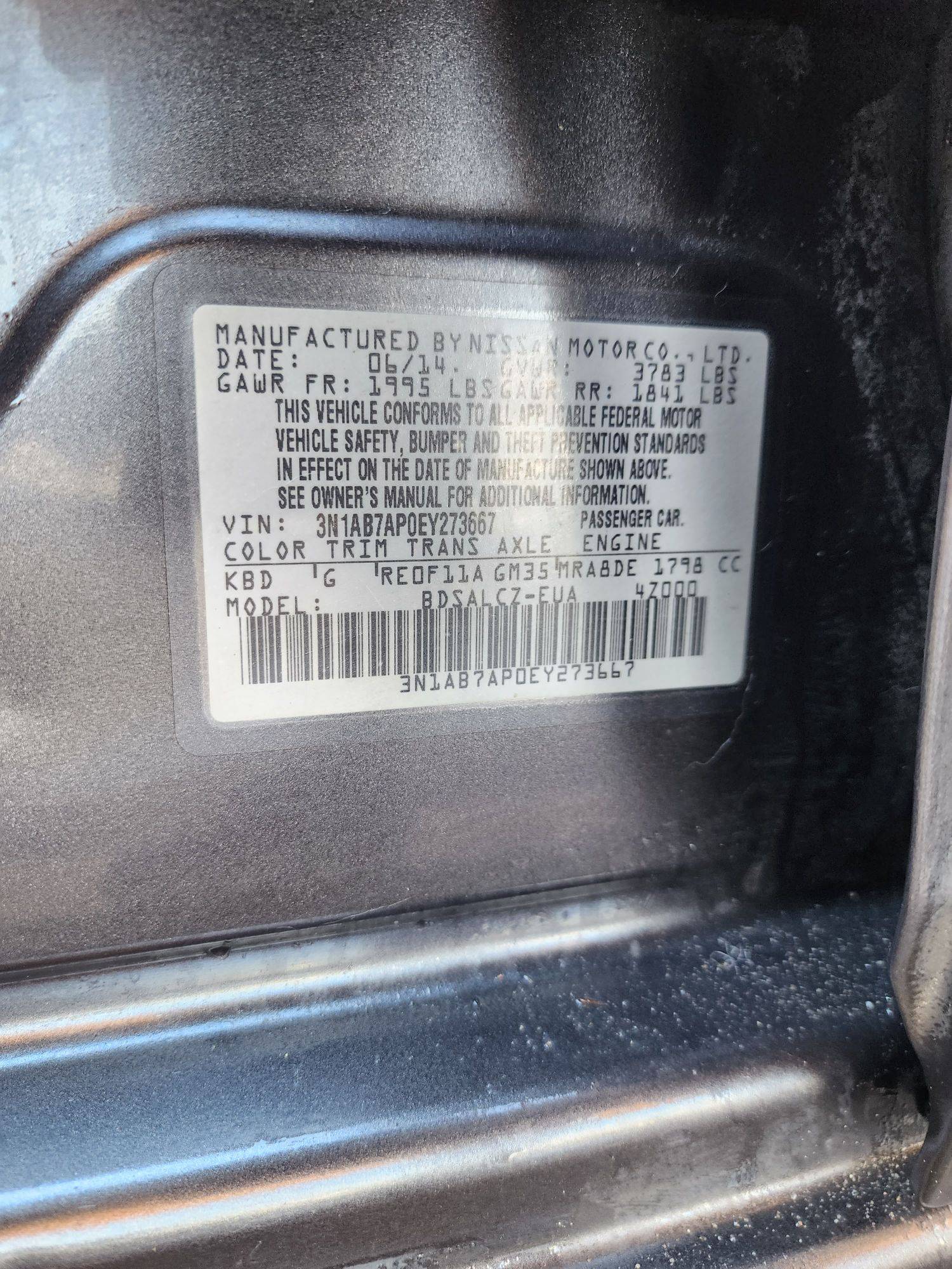 2014 NISSAN SENTRA — 150360 Miles — Lot 37898009 - Marhaba Auctions Used Cars - Image 8