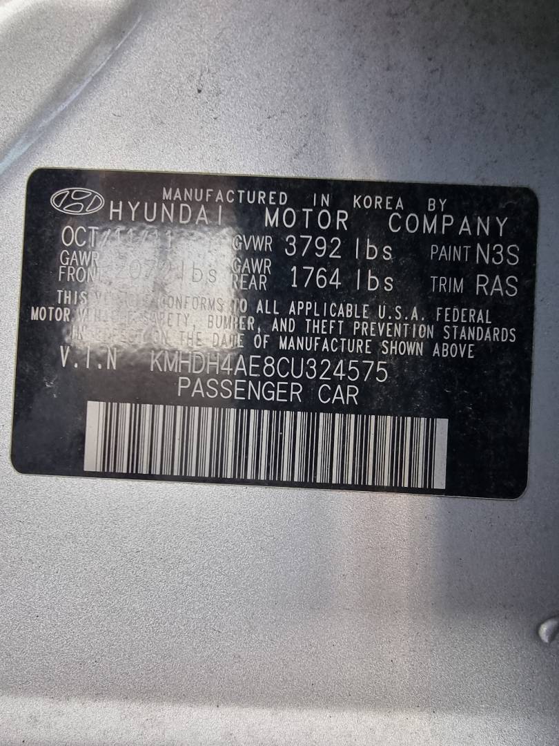 2012 HYUNDAI ELANTRA — 184493 Miles — Lot 125487 — Ind. 12 - Marhaba Auctions Used Cars - Image 9