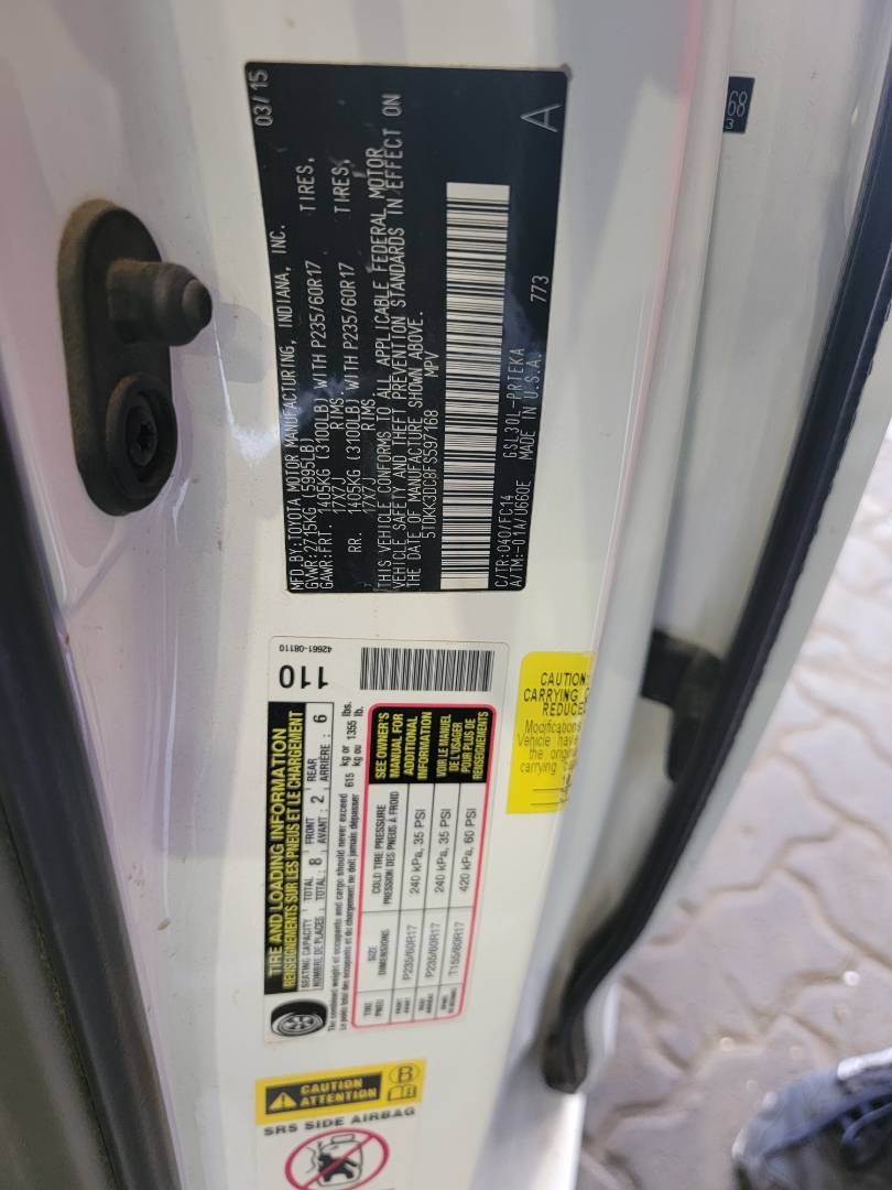 2015 TOYOTA SIENNA — 188544 Miles — Lot FS597168 — Main - Marhaba Auctions Used Cars - Image 8