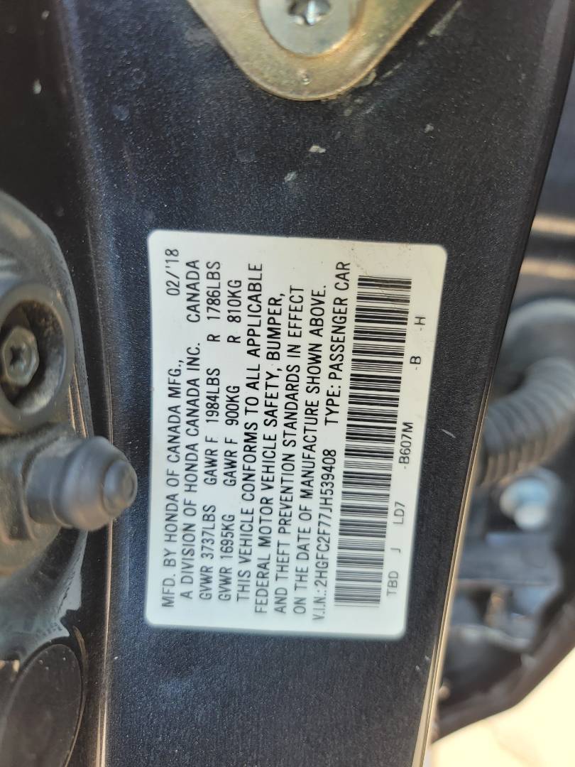 2018 HONDA CIVIC — 87531 Miles — Lot 7JH539408 — Main - Marhaba Auctions Used Cars - Image 11