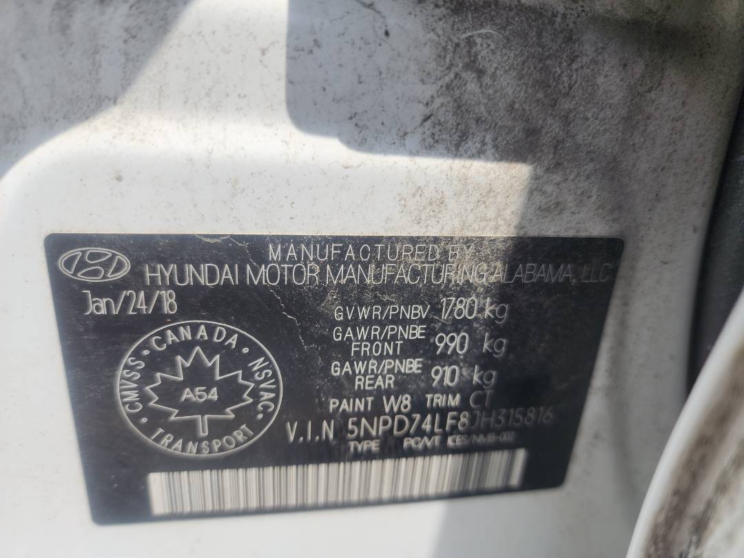 2018 HYUNDAI ELANTRA — 116464 KM — Lot 11888444 - Marhaba Auctions Used Cars - Image 6