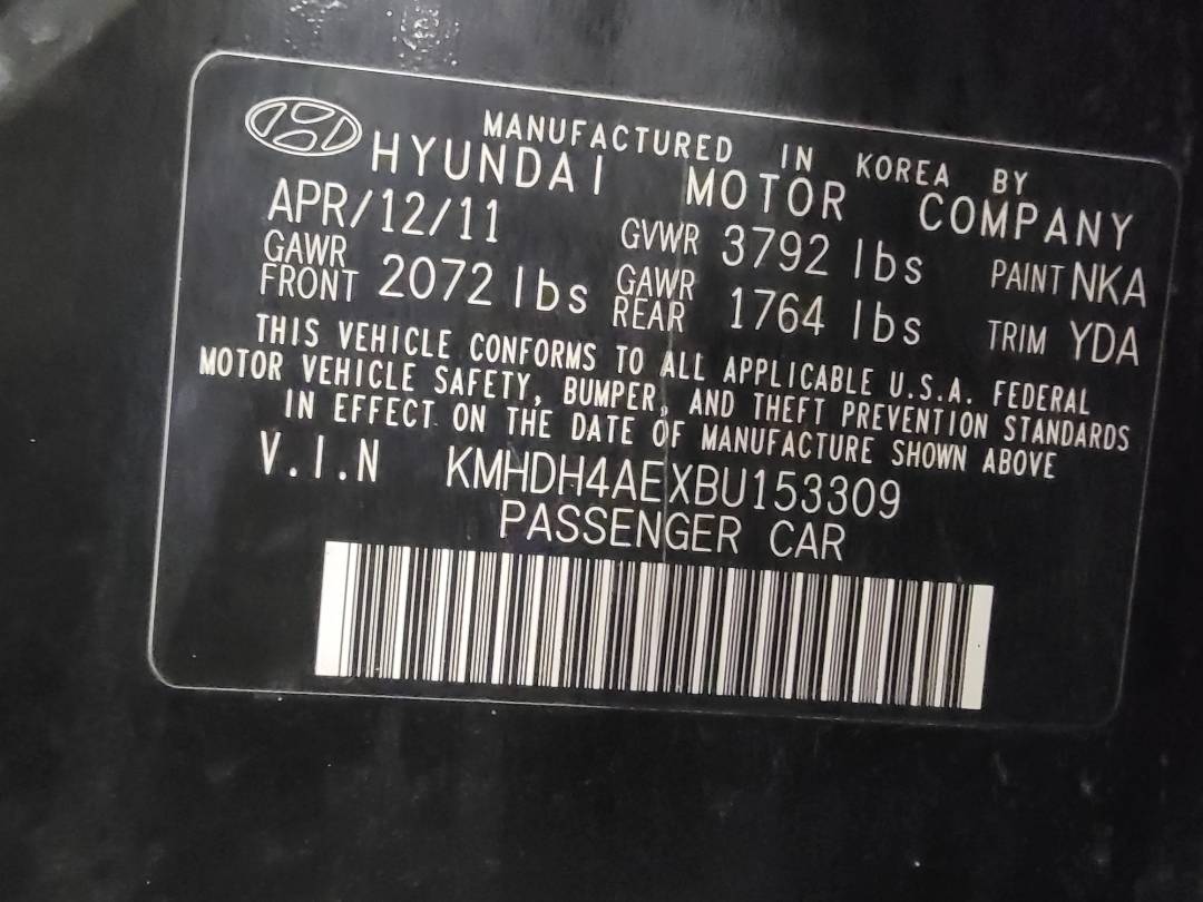2011 HYUNDAI ELANTRA — 129433 Miles — Lot 38477694 — Main - Marhaba Auctions Used Cars - Image 9