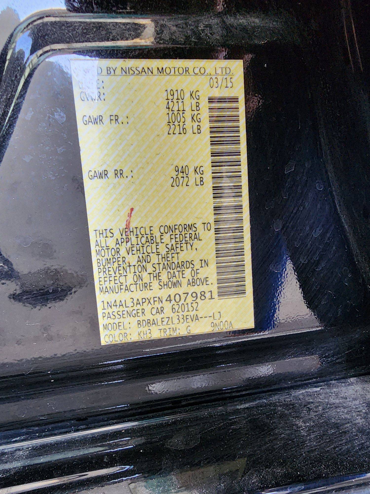 2015 NISSAN ALTIMA — 137089 Miles — Lot 39045789 — Souq - Marhaba Auctions Used Cars - Image 9