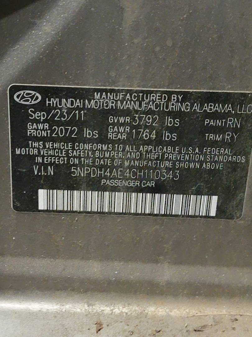2012 HYUNDAI ELANTRA — 135312 Miles — Lot 42431103 — Ind. 12 - Marhaba Auctions Used Cars - Image 10