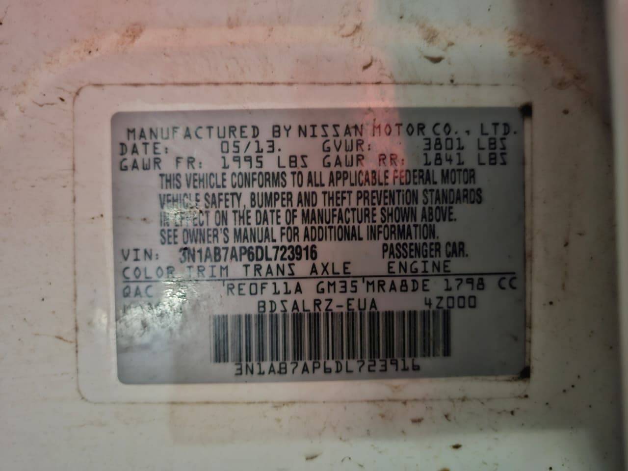 2013 NISSAN SENTRA — 146743 Miles — Lot 90016505 — Main - Marhaba Auctions Used Cars - Image 8