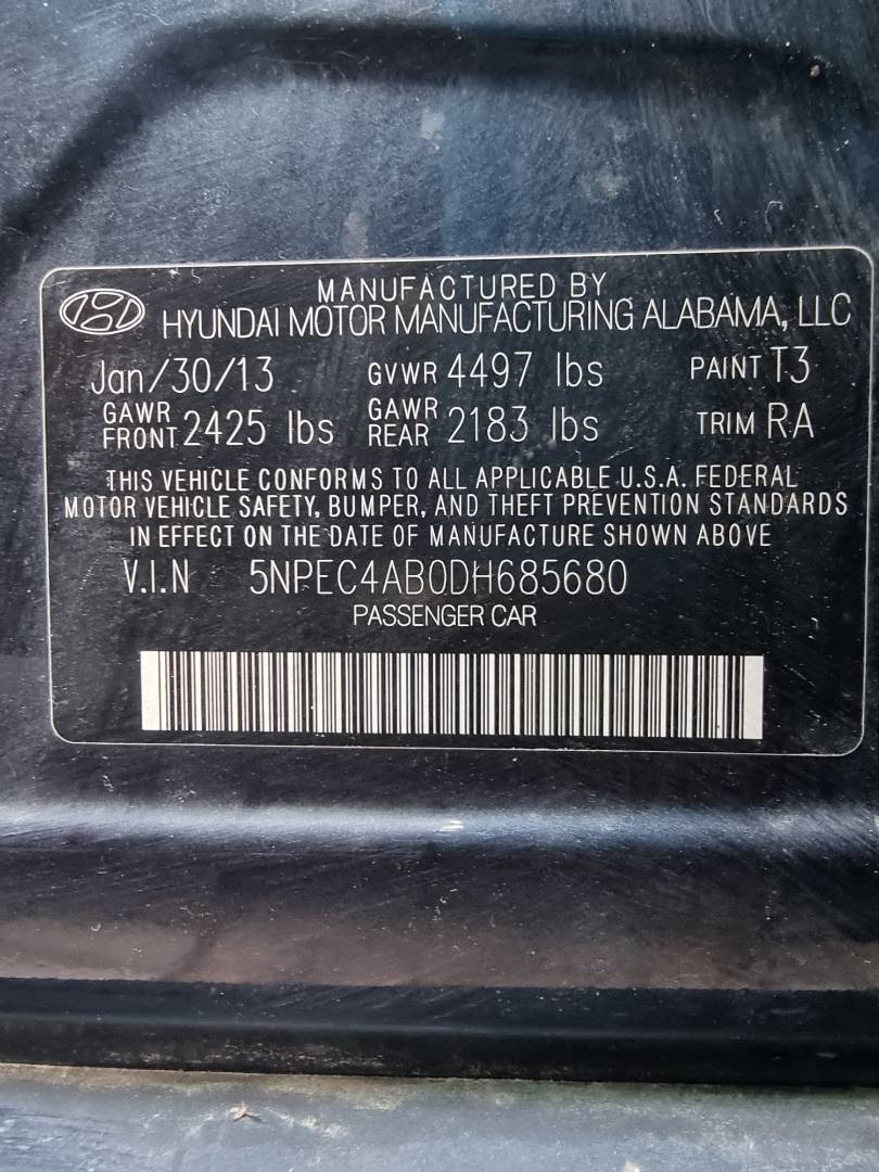 2013 HYUNDAI SONATA — 105456 Miles — Lot 125487 — Ind. 12 - Marhaba Auctions Used Cars - Image 10