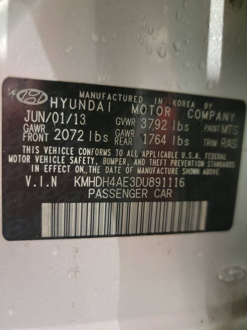 2013 HYUNDAI ELANTRA — 159615 Miles — Lot 68662363 - Marhaba Auctions Used Cars - Image 3
