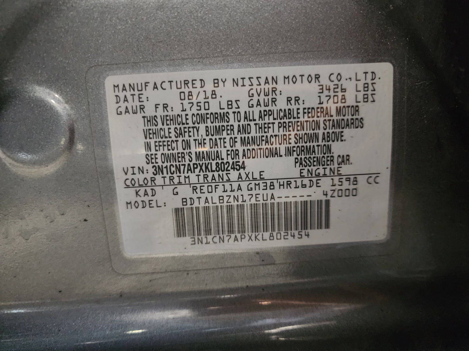 2019 NISSAN VERSA — 114851 Miles — Lot 40167810 — Souq - Marhaba Auctions Used Cars - Image 10