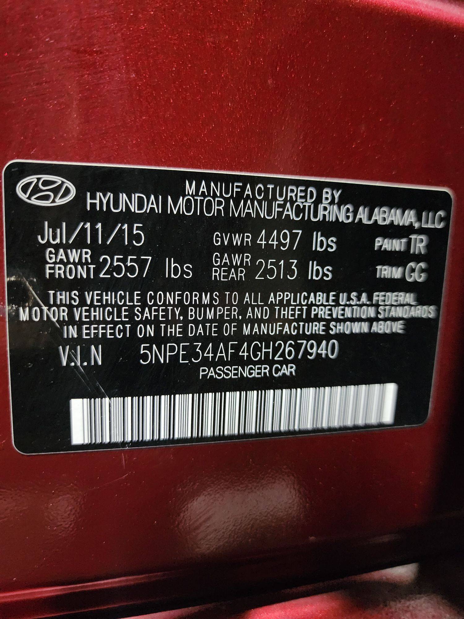 2016 HYUNDAI SONATA — 121935 Miles — Lot 41585728 — Main - Marhaba Auctions Used Cars - Image 11