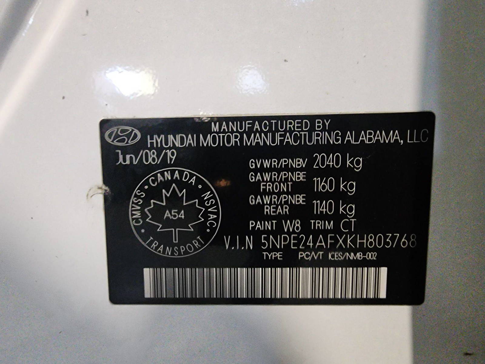 2019 HYUNDAI SONATA — 88478 KM — Lot 803768 — Al Quoz - Marhaba Auctions Used Cars - Image 8