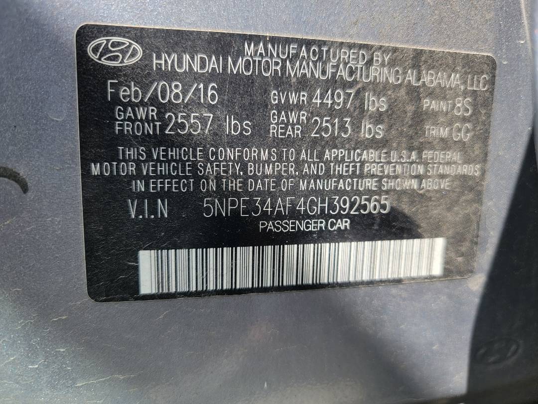 2016 HYUNDAI SONATA — 80066 Miles — Lot H392565 - Marhaba Auctions Used Cars - Image 7
