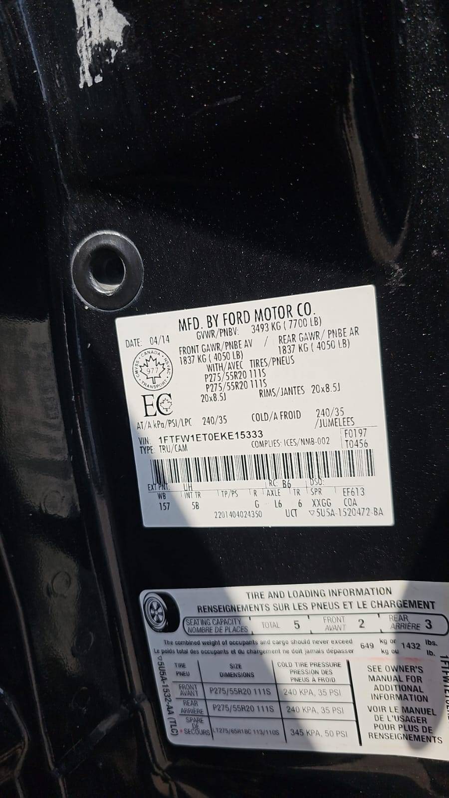 2014 FORD F150 — 313543 KM — Lot EKE15333 — Souq - Marhaba Auctions Used Cars - Image 9