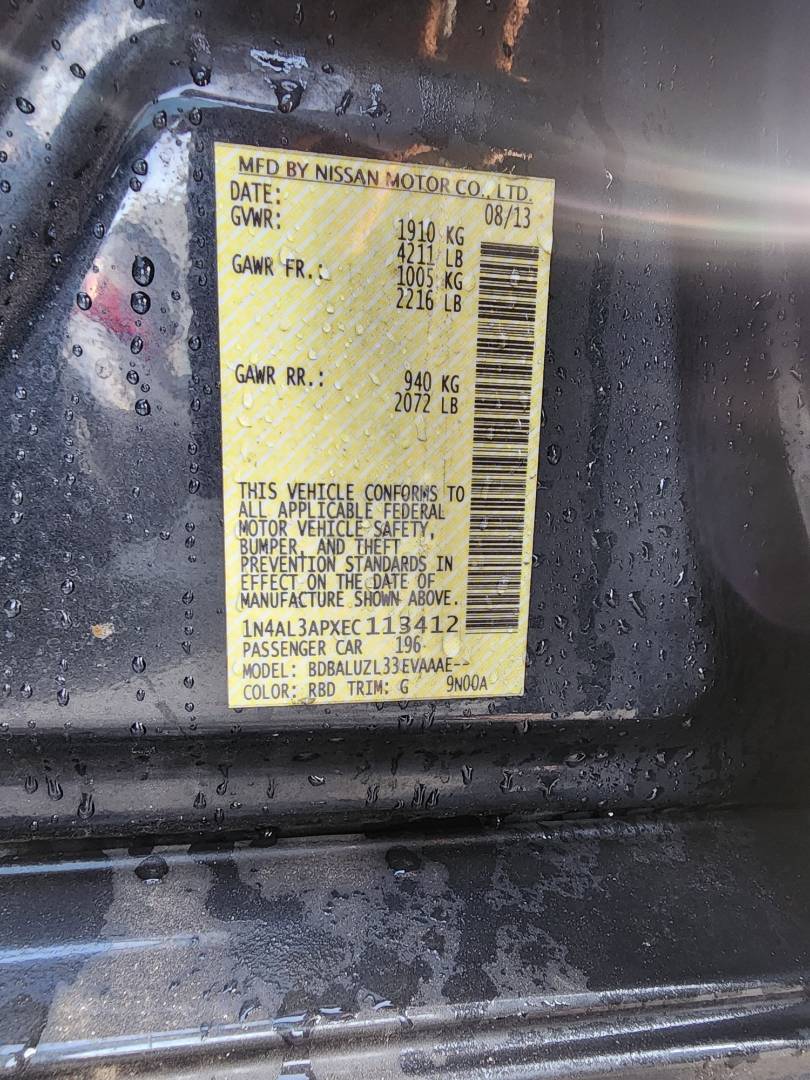 2014 NISSAN ALTIMA — 146081 Miles — Lot 37882621 - Marhaba Auctions Used Cars - Image 3