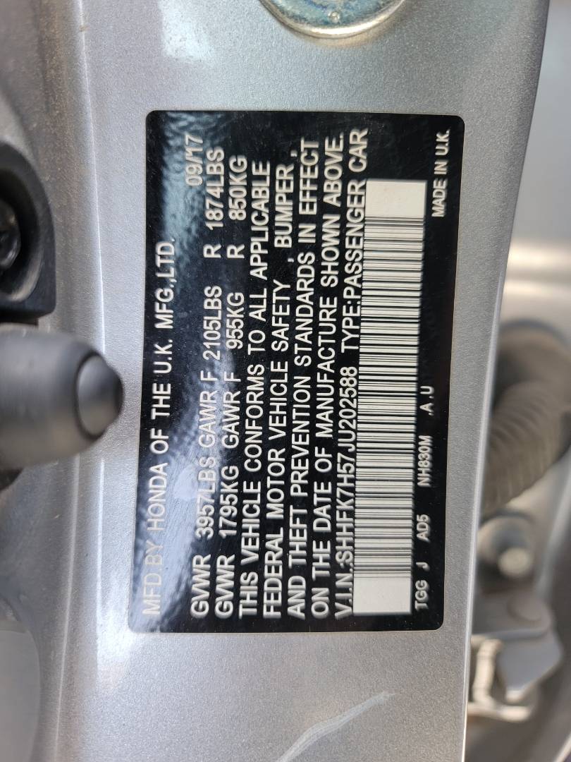 2018 HONDA CIVIC — 94169 Miles — Lot 39551474 - Marhaba Auctions Used Cars - Image 11