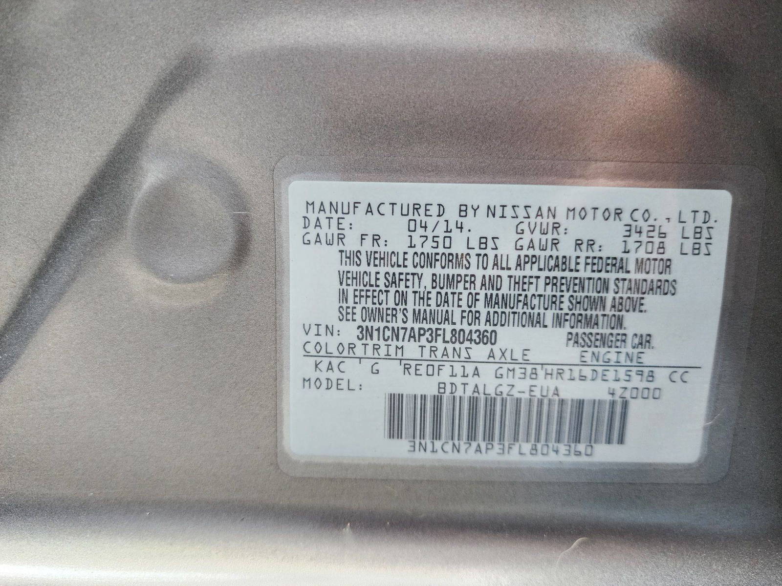 2015 NISSAN VERSA — 53126 Miles — Lot 39482820 — Main - Marhaba Auctions Used Cars - Image 10