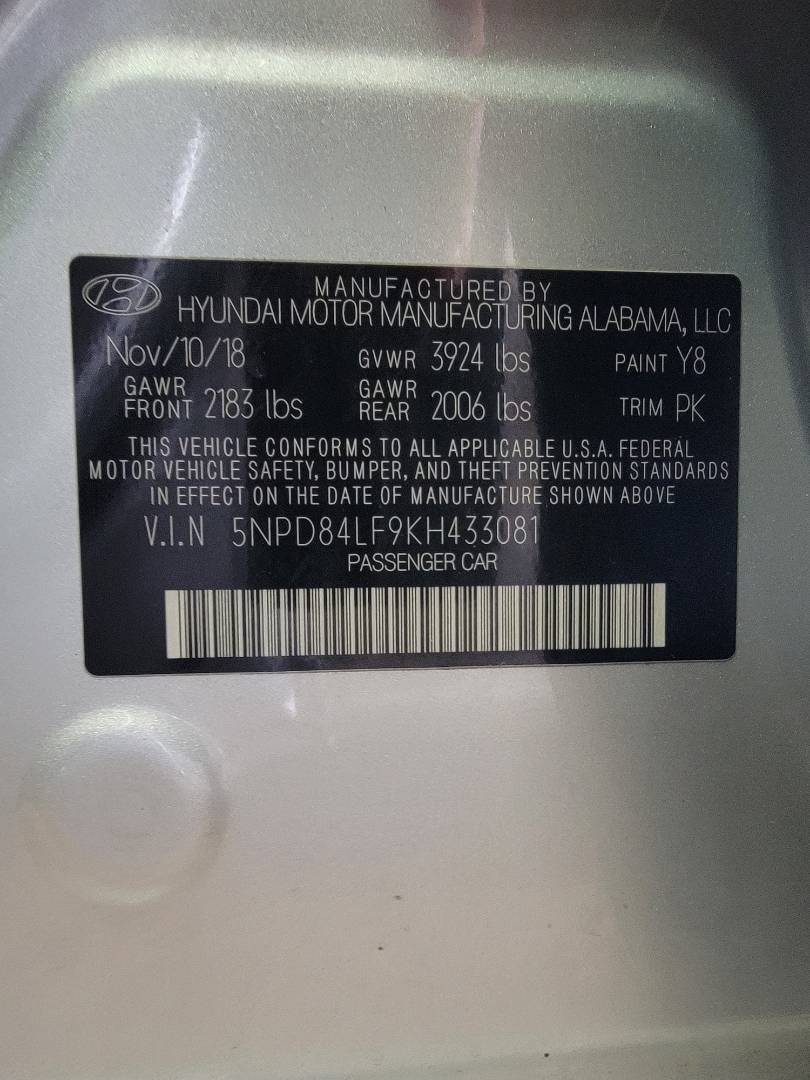 2019 HYUNDAI ELANTRA — 102636 Miles — Lot 9KH433081 — Main - Marhaba Auctions Used Cars - Image 10