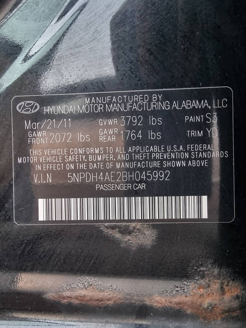 2011 HYUNDAI ELANTRA — 138399 Miles — Lot 125487 — Ind. 12 - Marhaba Auctions Used Cars - Image 10