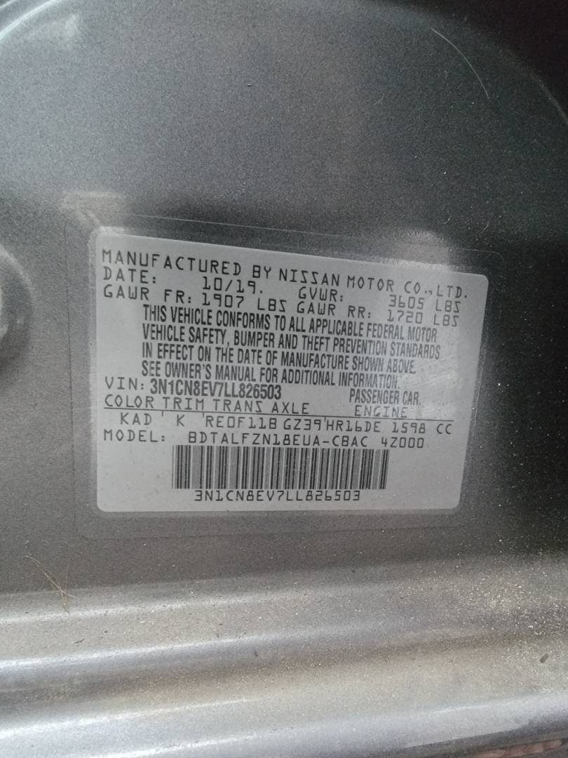 2020 NISSAN VERSA — 88344 Miles — Lot L826503 - Marhaba Auctions Used Cars - Image 9