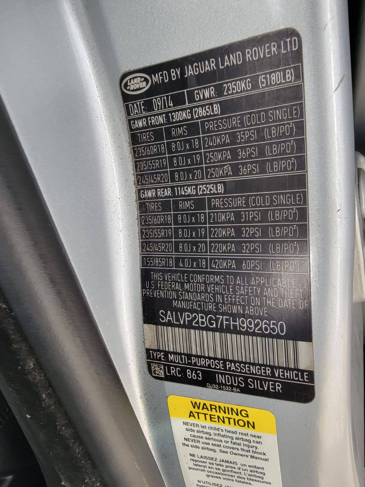 LAND ROVER RANGE ROVER EVOQUE PURE PLUS 2015 - Marhaba Auction Used Cars - Image 10