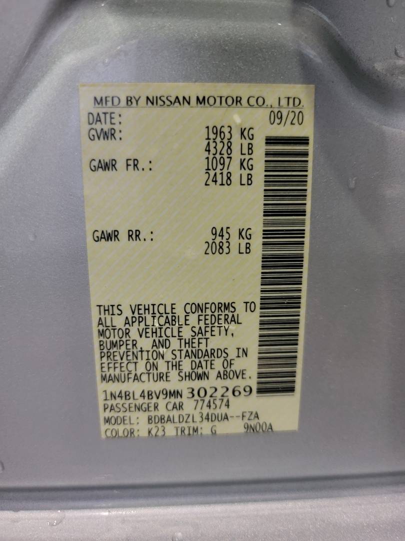 2021 NISSAN ALTIMA — 68488 Miles — Lot N302269 — Main - Marhaba Auctions Used Cars - Image 9