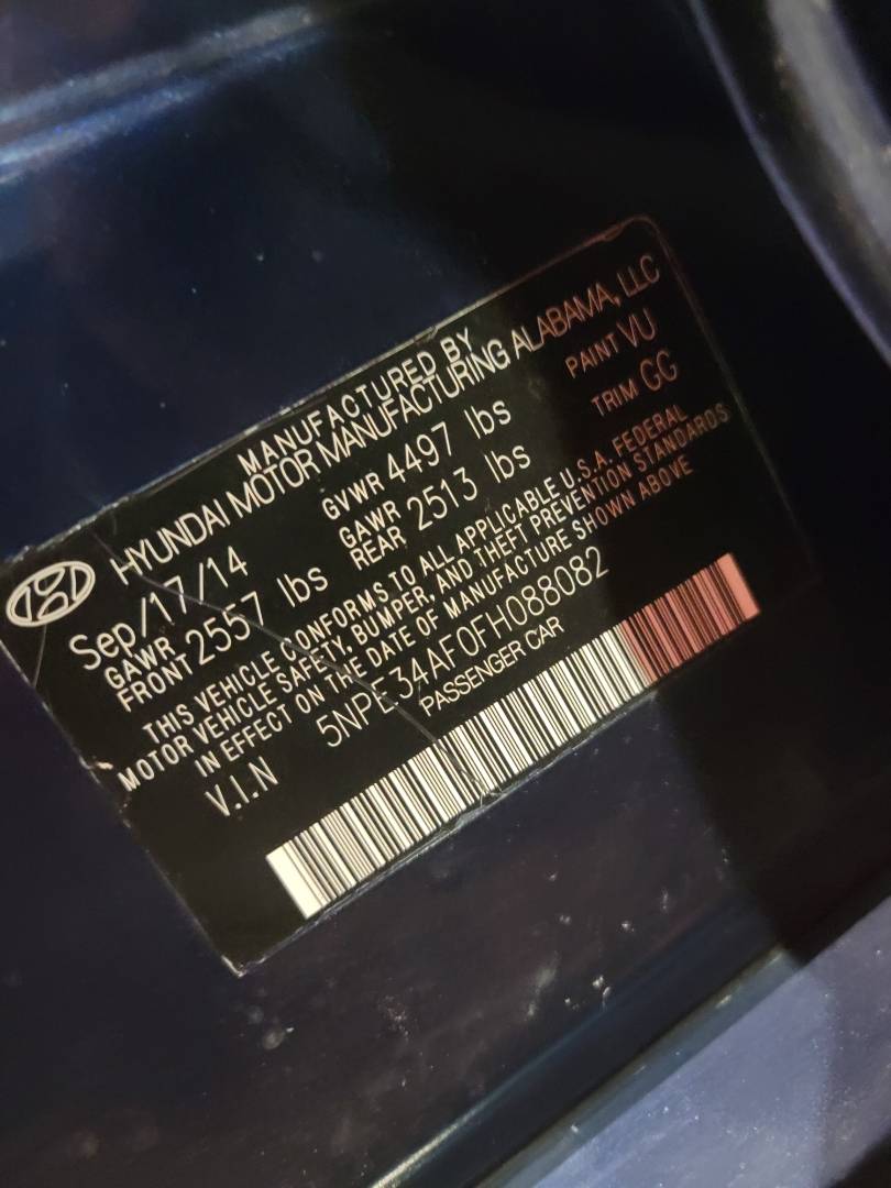 2015 HYUNDAI SONATA — 107381 Miles — Lot AF0FH088082 — Main - Marhaba Auctions Used Cars - Image 7