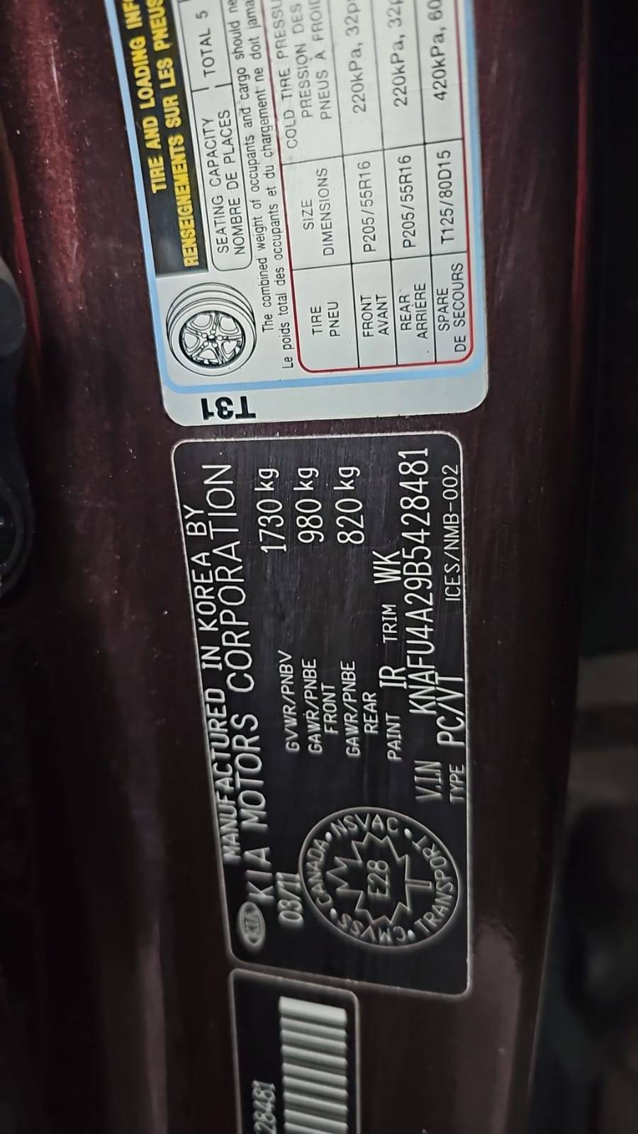2011 KIA FORTE — 286570 KM — Lot 40013484 — Souq - Marhaba Auctions Used Cars - Image 3