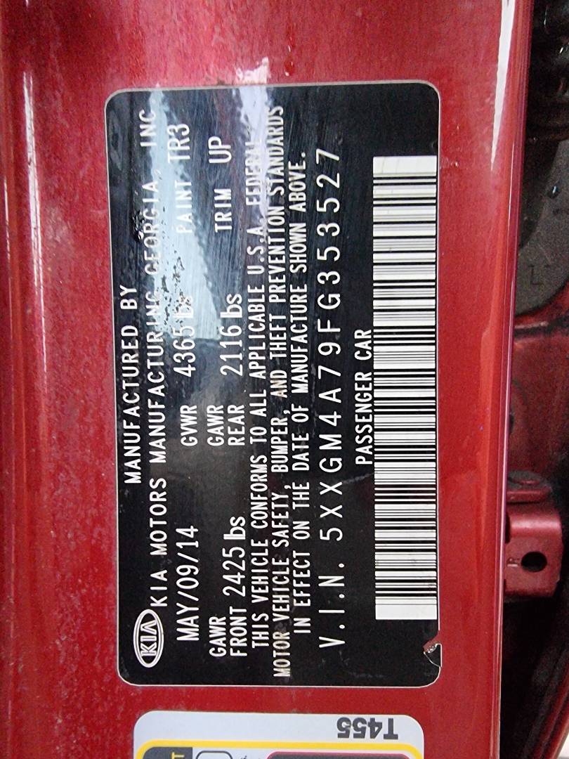 2015 KIA OPTIMA — 124991 Miles — Lot 53527 — Ind. 12 - Marhaba Auctions Used Cars - Image 9