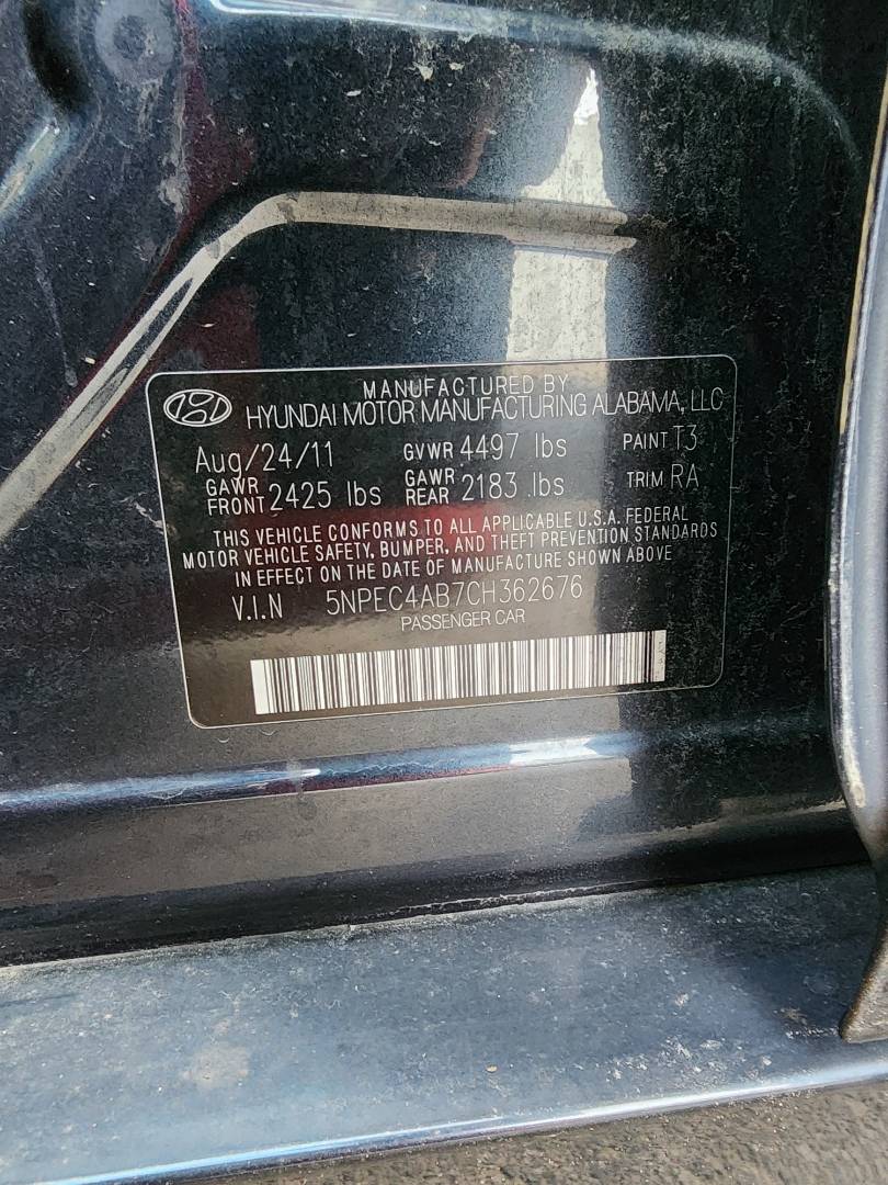 2012 HYUNDAI SONATA — 212716 Miles — Lot 75793133 - Marhaba Auctions Used Cars - Image 3