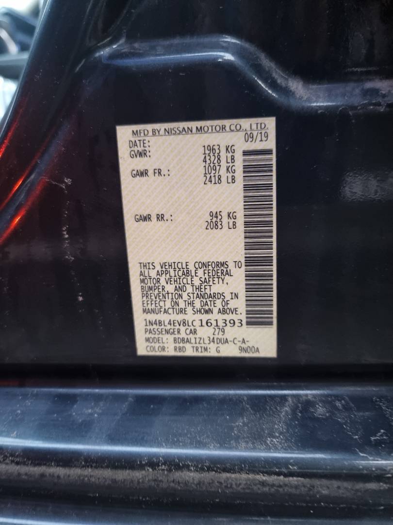 2020 NISSAN ALTIMA — 116740 Miles — Lot 1235487 — Ind. 12 - Marhaba Auctions Used Cars - Image 10