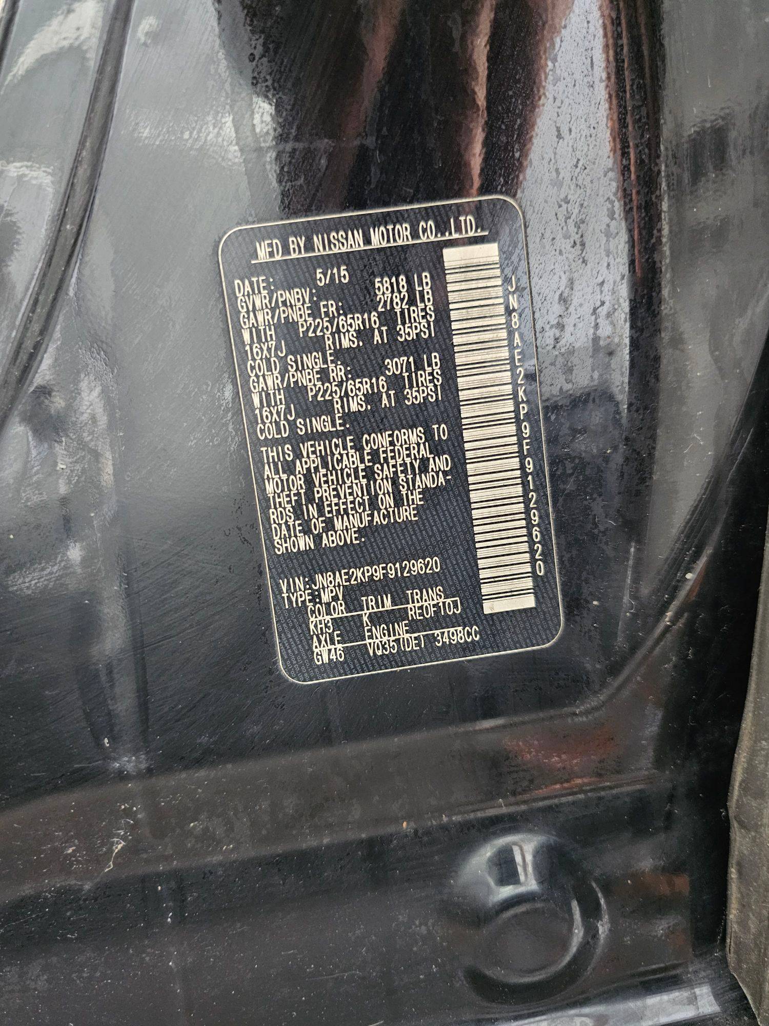 2015 NISSAN QUEST — 157720 Miles — Lot 9F9129620 — Souq - Marhaba Auctions Used Cars - Image 9