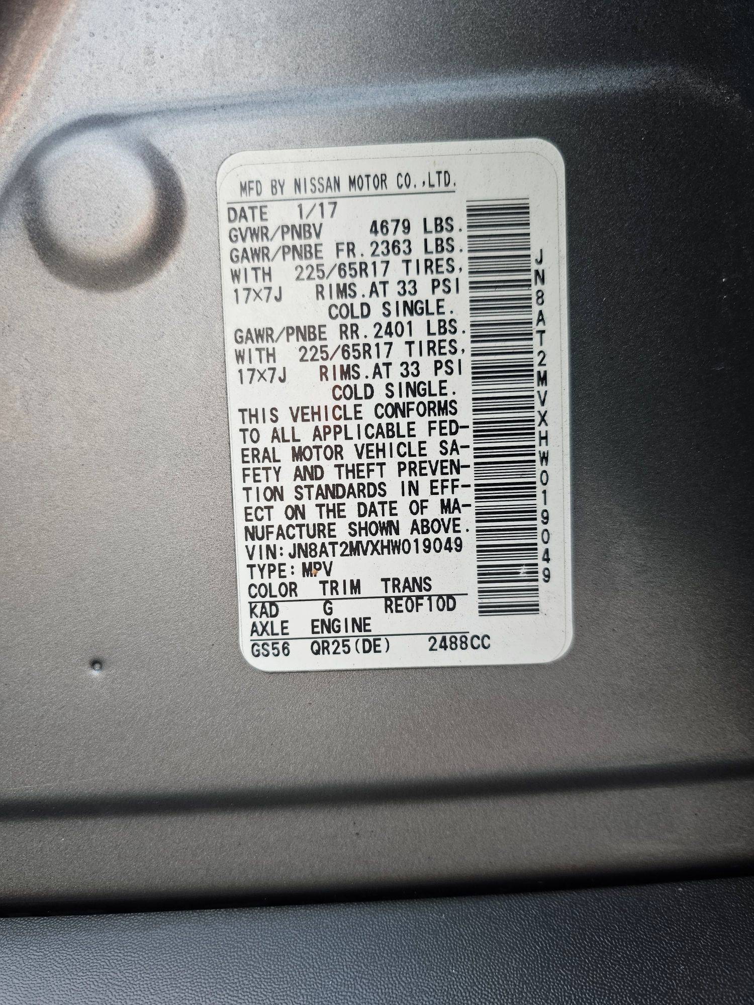 2017 NISSAN ROGUE — 108673 Miles — Lot XHW019049 — Souq - Marhaba Auctions Used Cars - Image 9