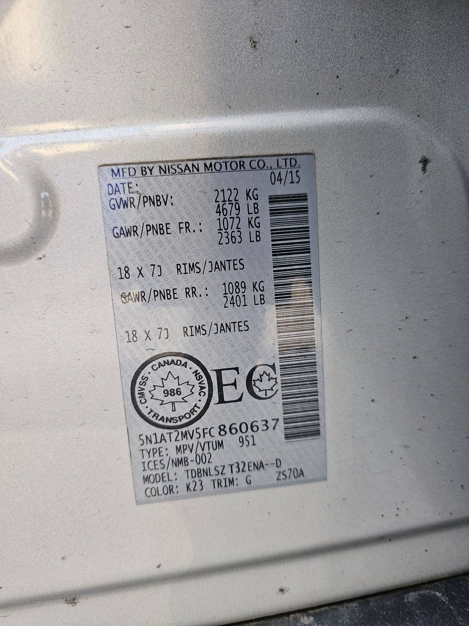 2015 NISSAN ROGUE — 209620 KM — Lot FC860637 — Souq - Marhaba Auctions Used Cars - Image 10